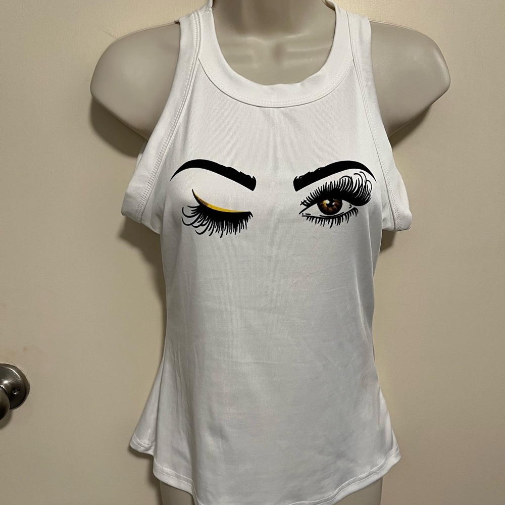White Graphic Tank Top